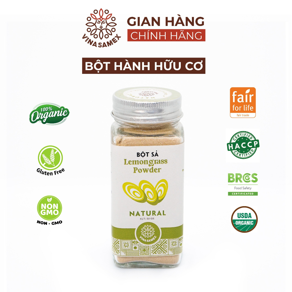 Bột sả nguyên chất hữu cơ Vinasamex 50g - Gia vị Organic cao cấp xuất khẩu