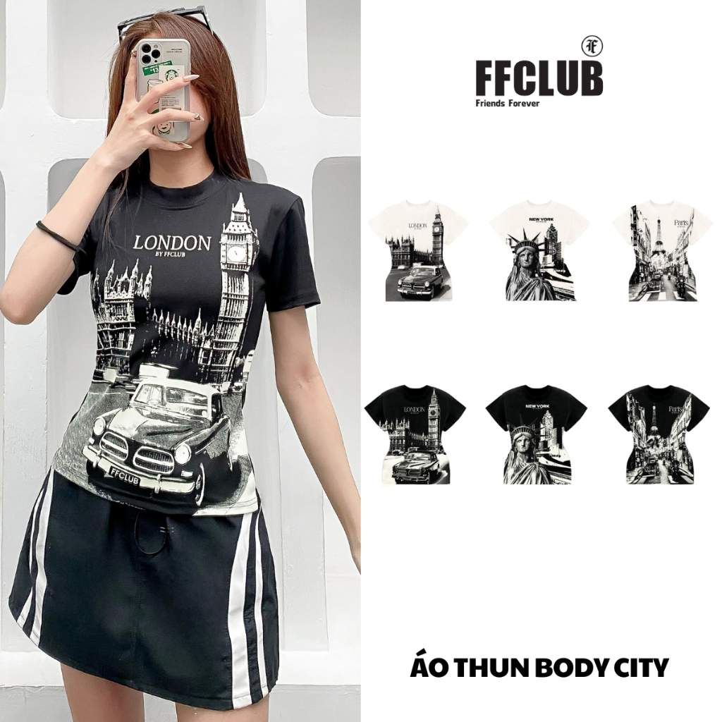 ÁO THUN BODY FFCLUB CITY - FORM ÔM , BABY TEE BODY