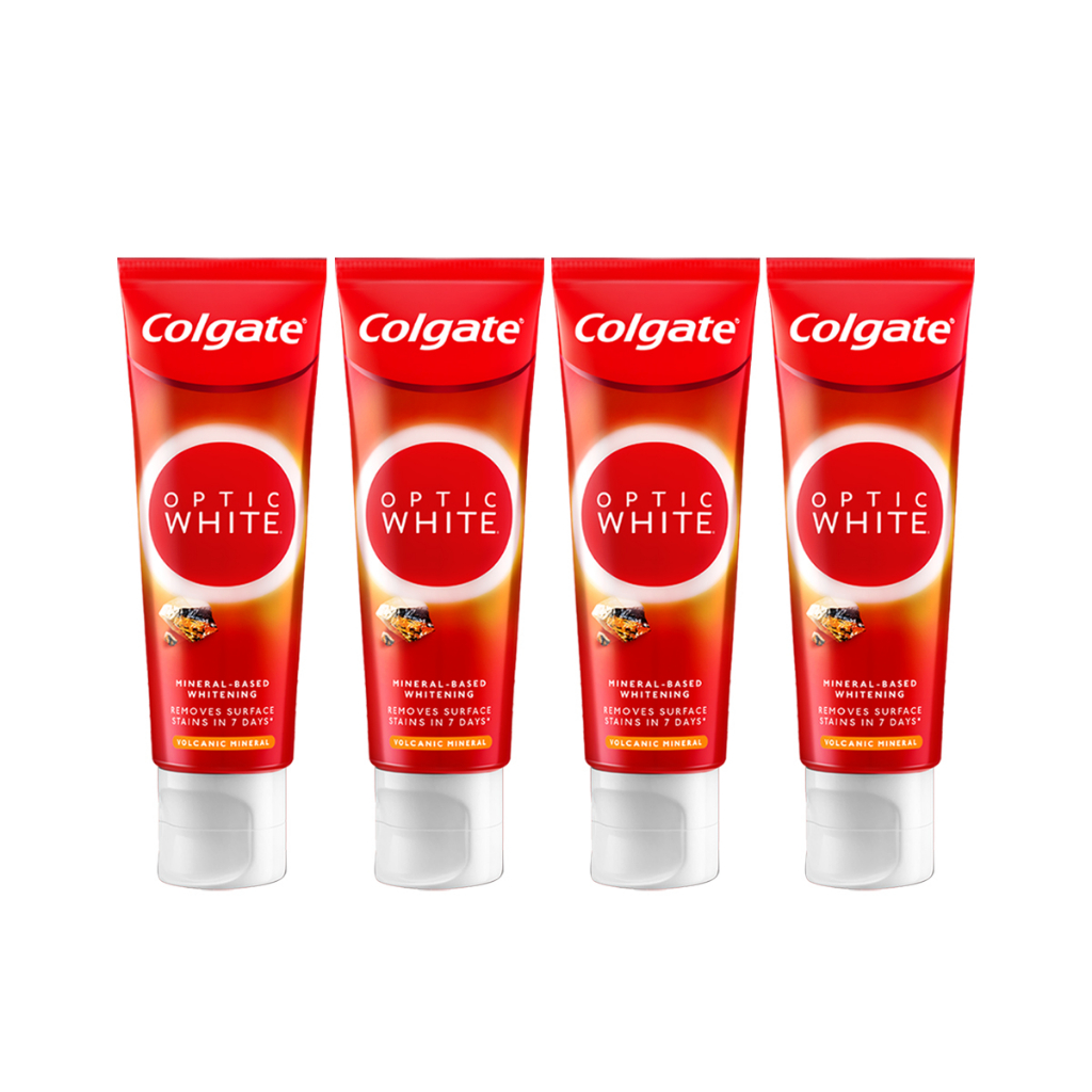 Bộ 4 Kem Đánh Răng Colgate trắng răng Optic White khoáng núi lửa Hàn Quốc 100g