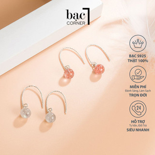 Khuyên Tai Bạc, Bông Tai Đính Đá Hồng 4,5mm Dễ Thương Chất Liệu Bạc 925 Siêu Sáng Không Gỉ An Toàn Cho Da - Bạc Corner