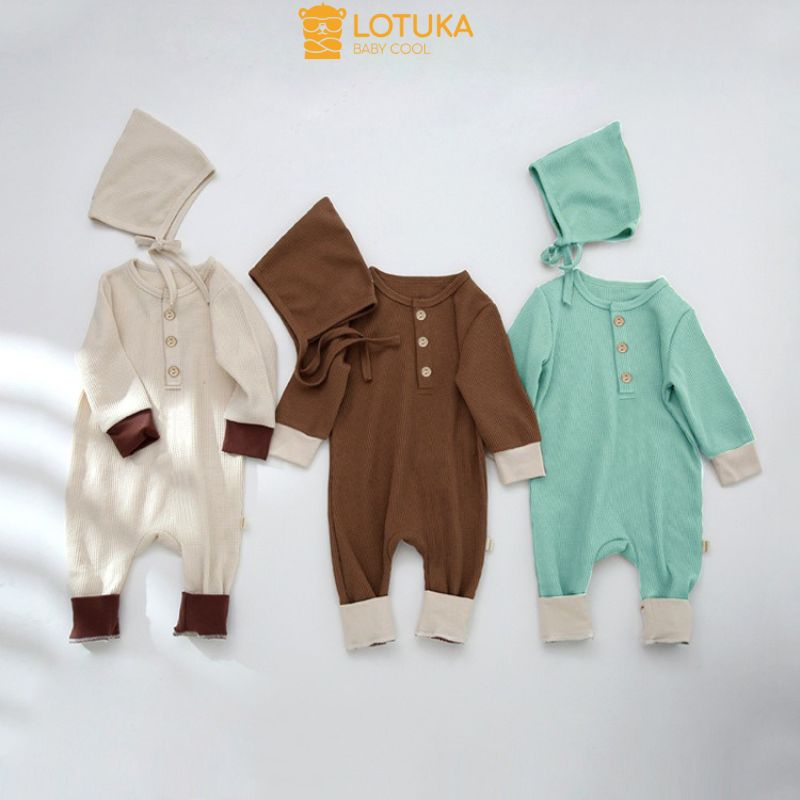 Body Dài Tay Len Tăm LOTUKA, Bodysuit Cho Bé, Quần Áo Trẻ Em, Bộ Liền Thân Thu Đông Bé Trai Bé Gái Size 3-12kg