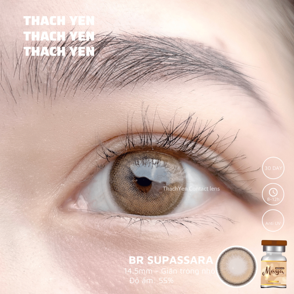Lens Mắt Supassara Nâu Siêu Tây giãn nhỏ- 0-10 độ kính áp tròng