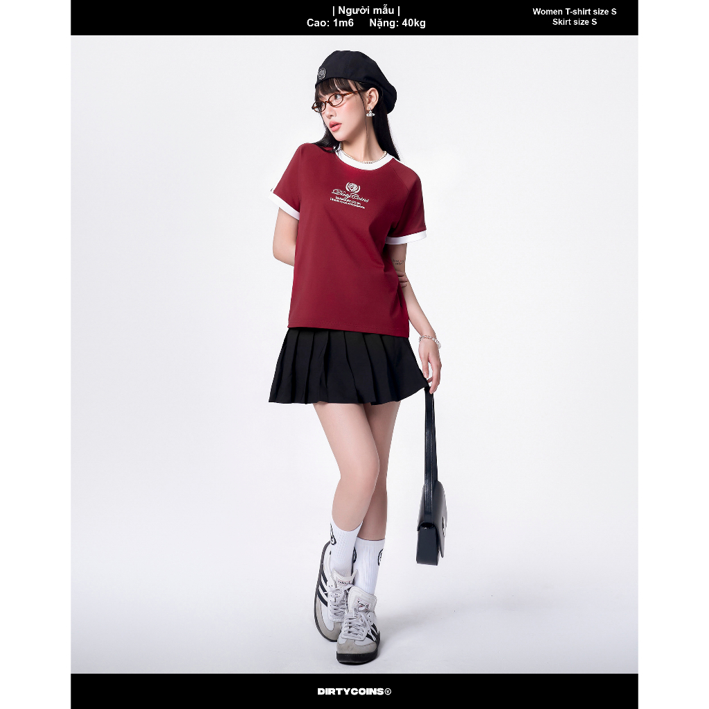 Áo Thun DirtyCoins Academy Raglan Men / Women T-shirt - Đỏ Đô