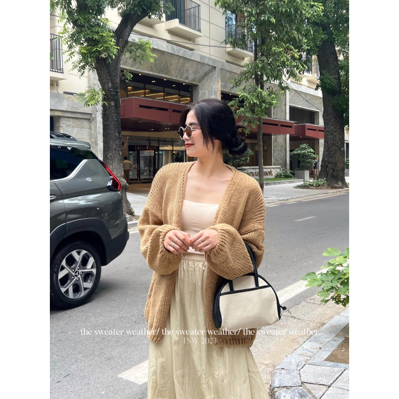 Áo khoác cardigan len đan mỏng tay bo the.sweaterweather TSW (ảnh thật)