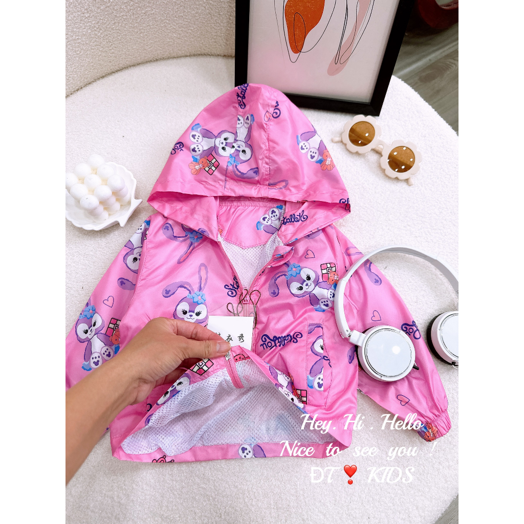 Áo gió bé gái - Áo khoác gió 2 màu in hình thỏ tím Stella Lou xinh xắn cho bé 8-28kg