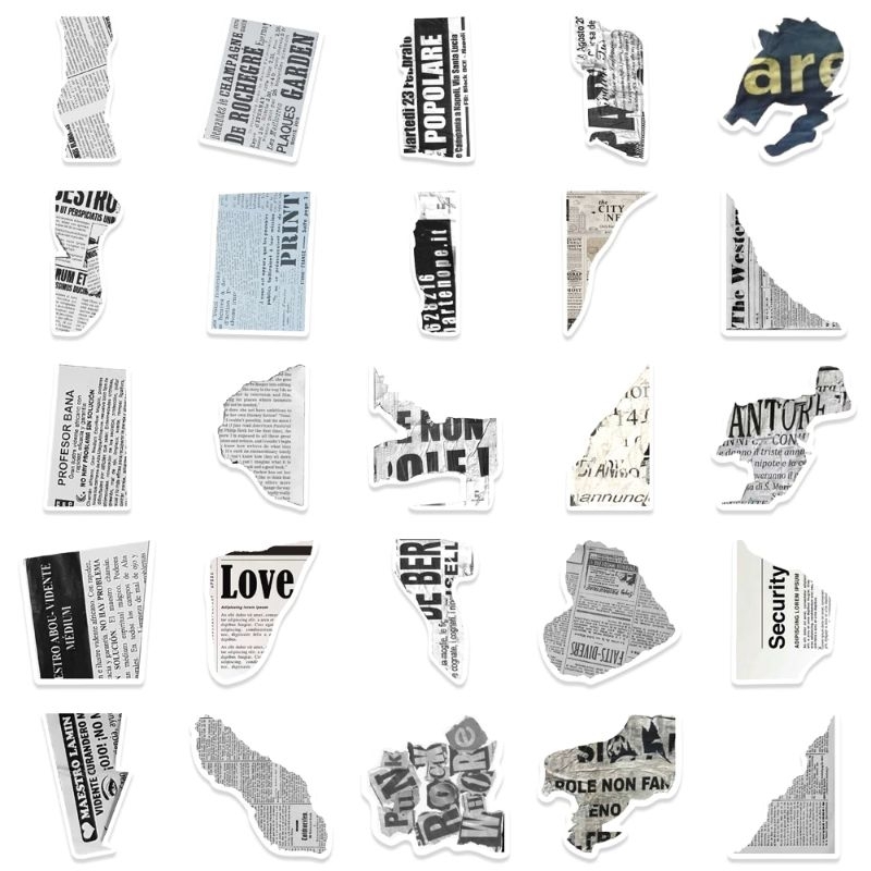 Set 10 / 30 / 50 miếng dán sticker mảnh báo xé retro vintage cổ điển dán nón mũ bảo hiểm laptop vali sổ tay đàn guitar