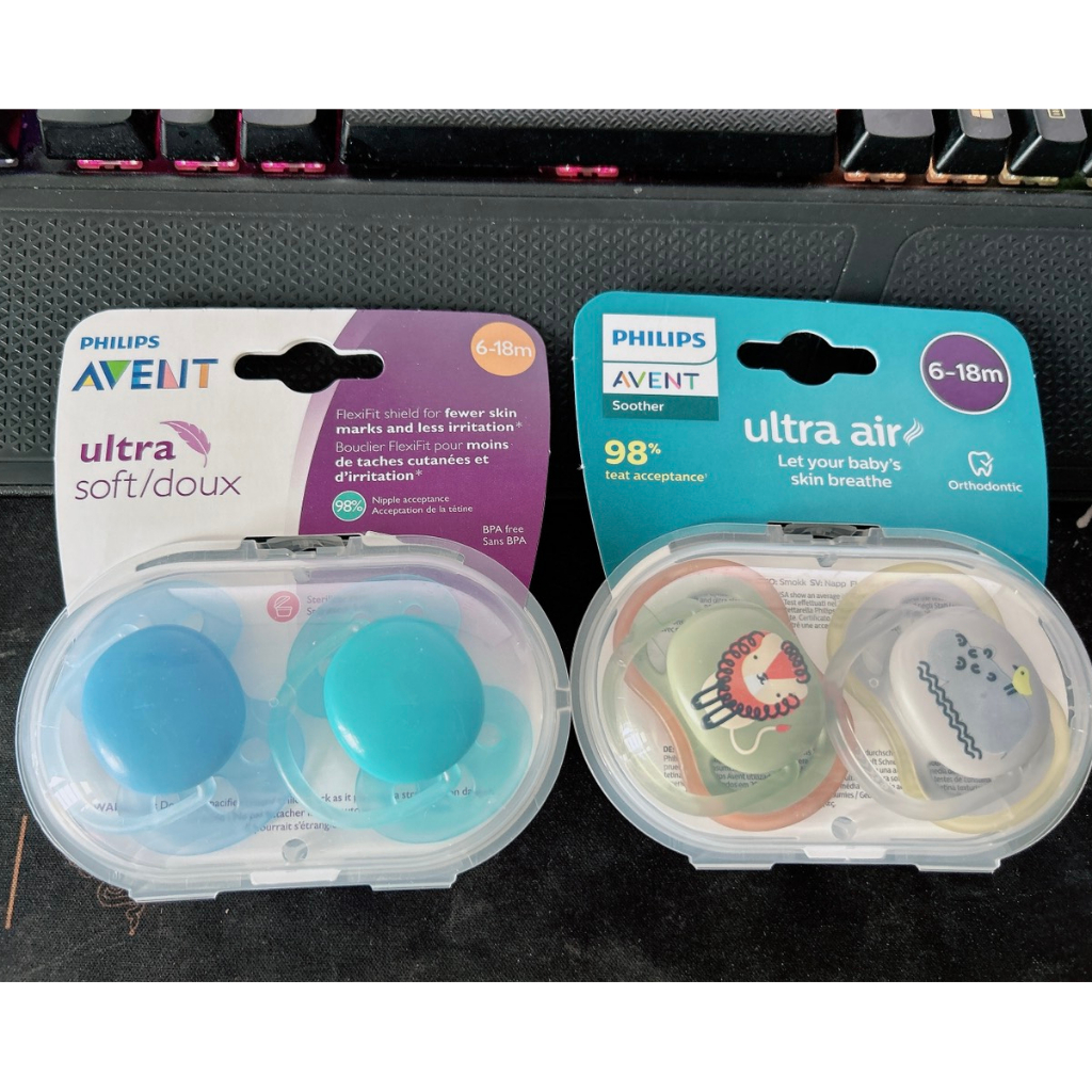 Ti Giả  Avent Ultra Air/ Ultra Soft Thông Khí, Chỉnh Nha Cho Bé 0-6 Tháng Và 6-18 Tháng Siêu Mềm