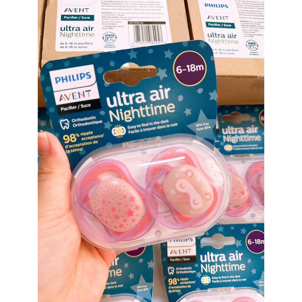 Ti Giả  Avent Ultra Air/ Ultra Soft Thông Khí, Chỉnh Nha Cho Bé 0-6 Tháng Và 6-18 Tháng Siêu Mềm