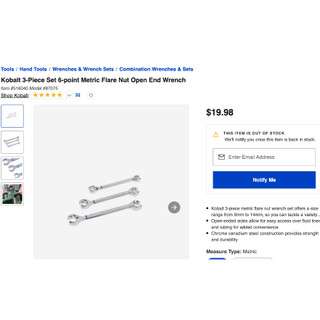 Bộ 3 cờ lê mở ống dầu Kobalt
