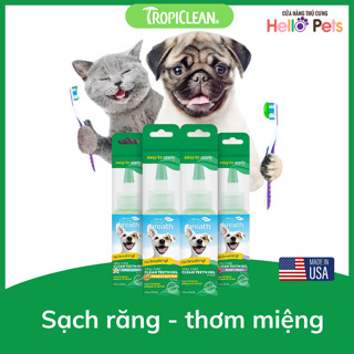  Gel vệ sinh răng miệng khử mùi hôi giảm cao răng mảng bám cho chó mèo Tropiclean Mỹ 