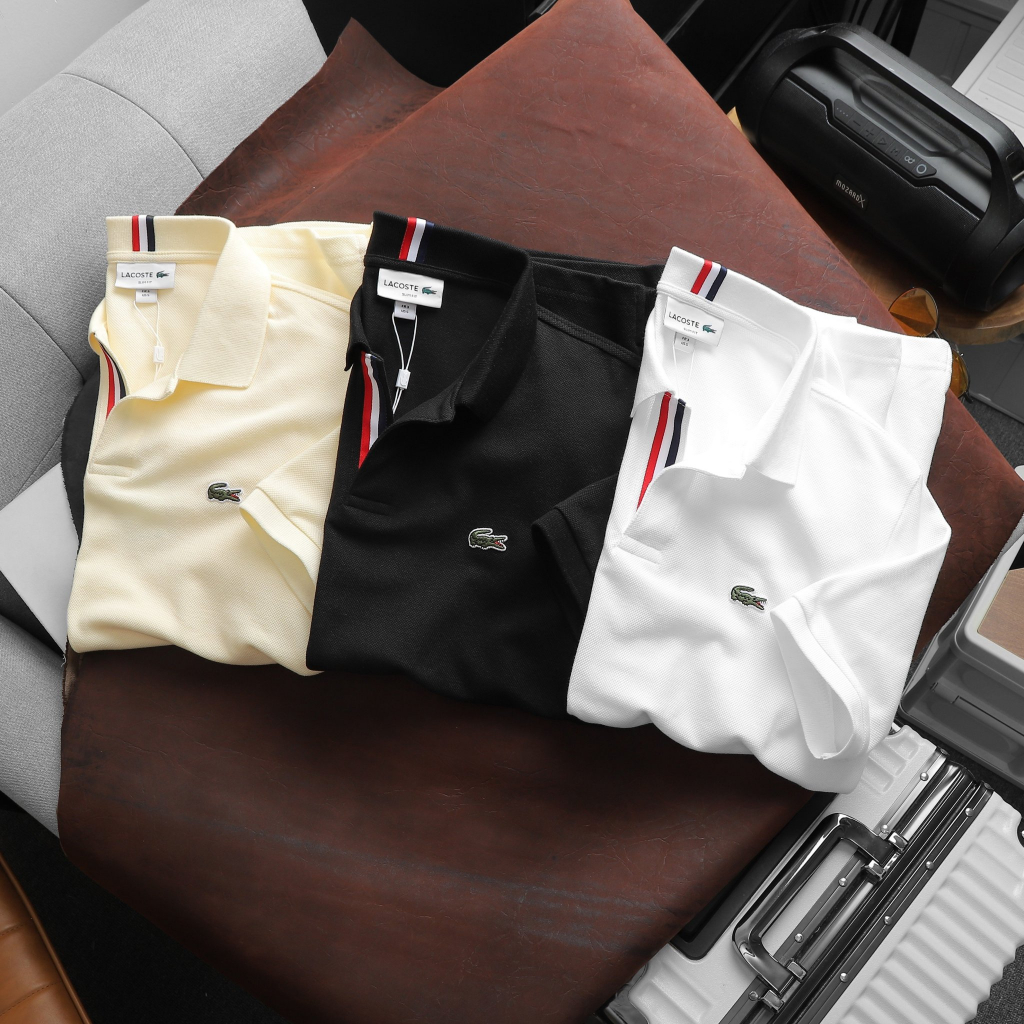 Áo Polo LC chất cotton gai Pique 4 chiều xịn sò basic thêu 3 sọc táo bạo cổ áo