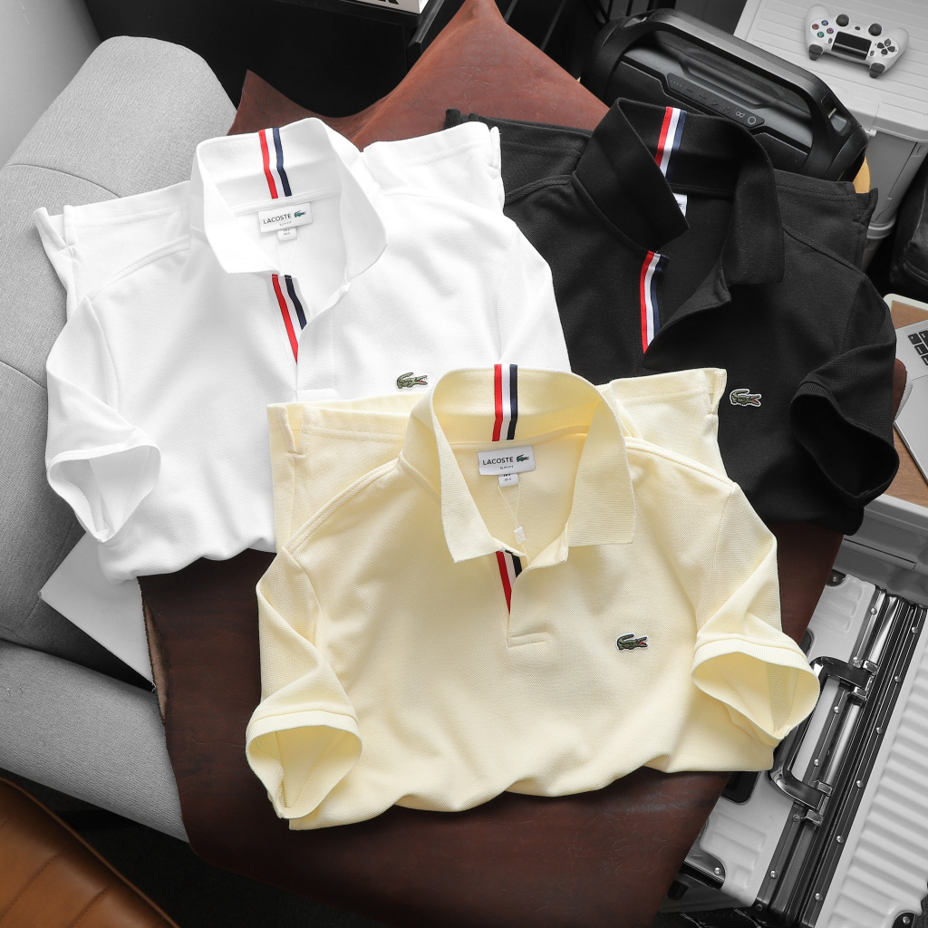 Áo Polo LC chất cotton gai Pique 4 chiều xịn sò basic thêu 3 sọc táo bạo cổ áo