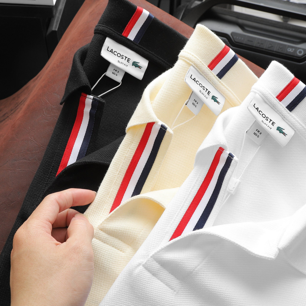 Áo Polo LC chất cotton gai Pique 4 chiều xịn sò basic thêu 3 sọc táo bạo cổ áo