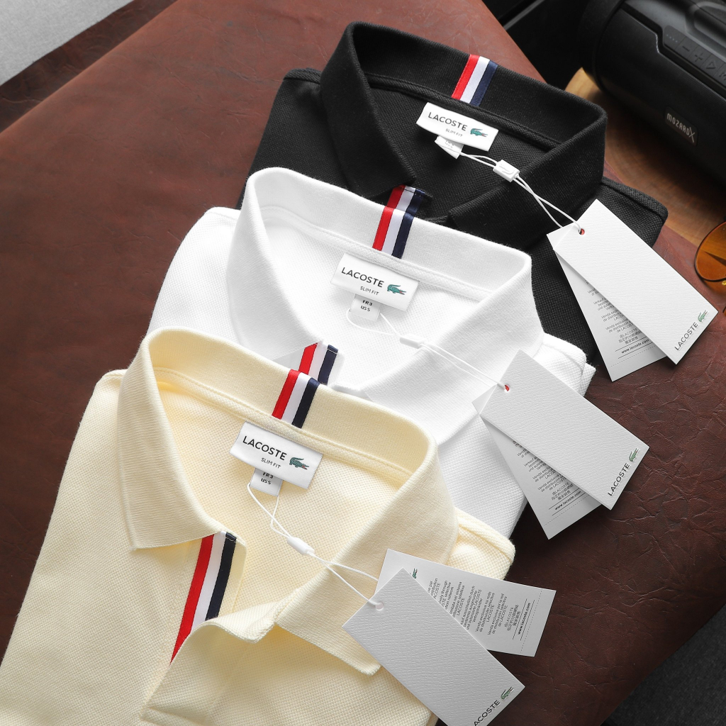 Áo Polo LC chất cotton gai Pique 4 chiều xịn sò basic thêu 3 sọc táo bạo cổ áo