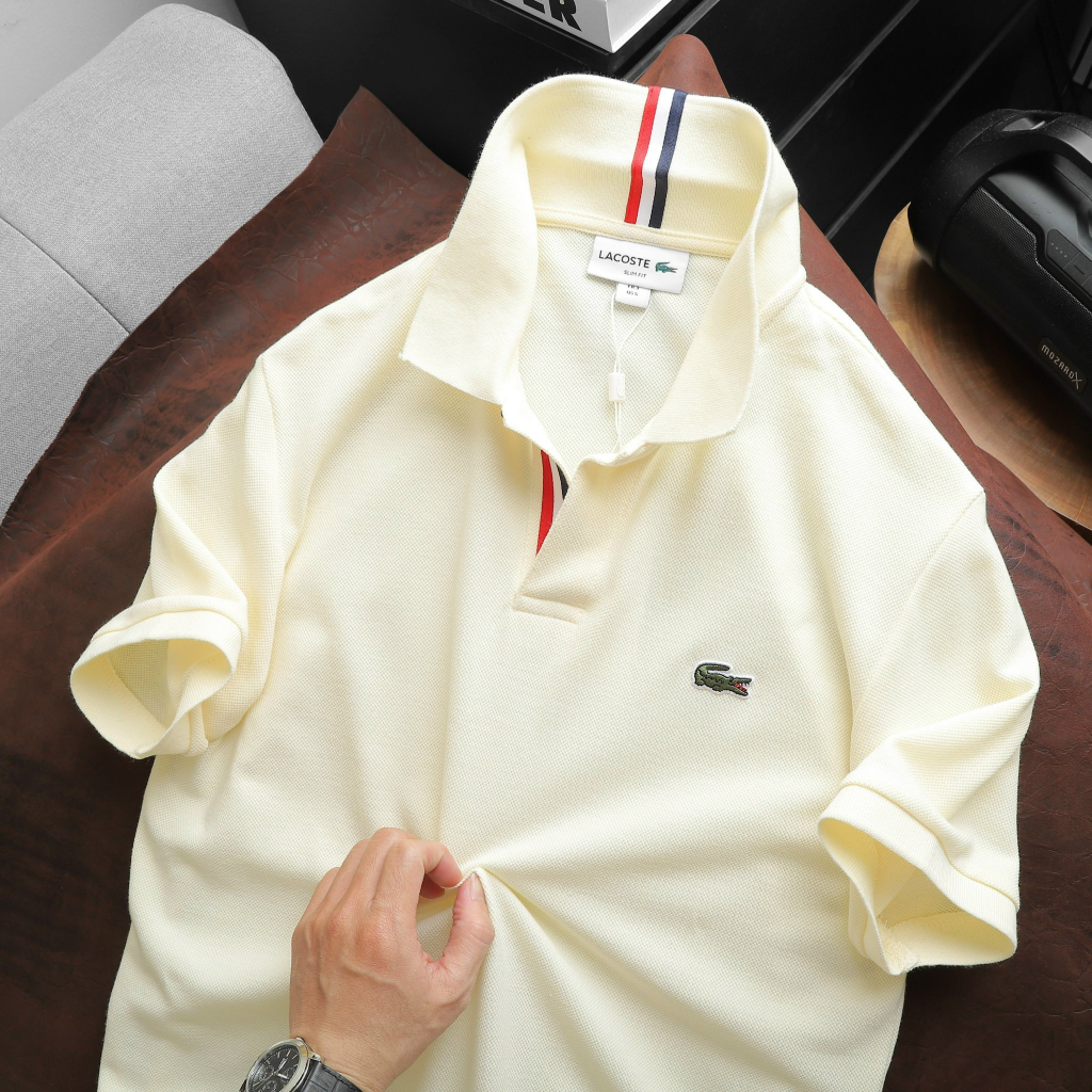 Áo Polo LC chất cotton gai Pique 4 chiều xịn sò basic thêu 3 sọc táo bạo cổ áo