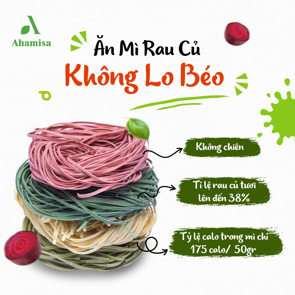 Mì rau củ Ahamisa ngũ sắc 240g Mì Rau Củ Sạch Ahamisa, Mì Ăn Kiêng, Mì Rau Củ Cho Bé, Ăn Chay, Thực Dưỡng