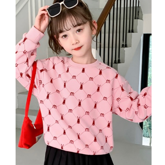 Áo nỉ dài tay thu đông cho bé gái, áo thu đông bé gái fom rộng thiết kế dễ thương cute hottrend 2024