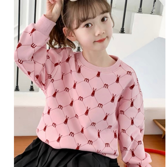 Áo nỉ dài tay thu đông cho bé gái, áo thu đông bé gái fom rộng thiết kế dễ thương cute hottrend 2024