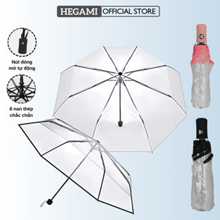 Ô Trong Suốt Hegami Dù Che Mưa Tự Động Đóng Mở Gấp Gọn Chống Thấm Nước