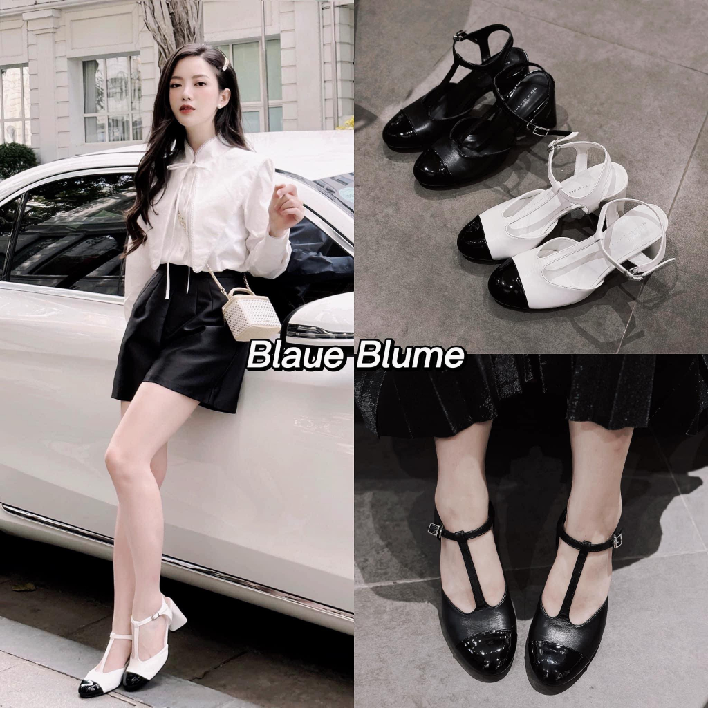 𝐁𝐥𝐚𝐮𝐞𝐁𝐥𝐮𝐦𝐞🦋  MaryJane cổ điển mũi bóng cao gót 7p