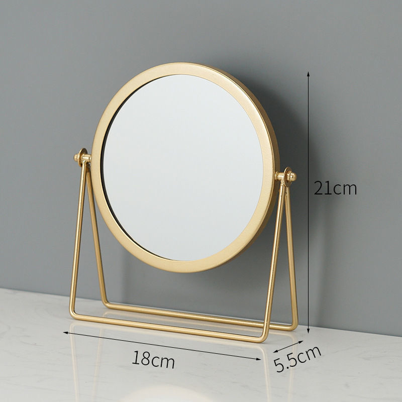 Gương lật tròn mini để bàn,viền kim loại Shebyshe  dùng để đặt bàn trang điểm, phòng ngủ, quà tặng bạn gái