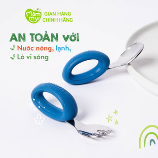 Bộ thìa nĩa cán tay cầm tròn cho bé Mămmy Toddle Fork & Spoon Set