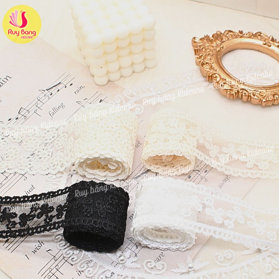 Ren thêu hoa cao cấp dùng làm nơ kẹp tóc, nơ trang trí....link 2