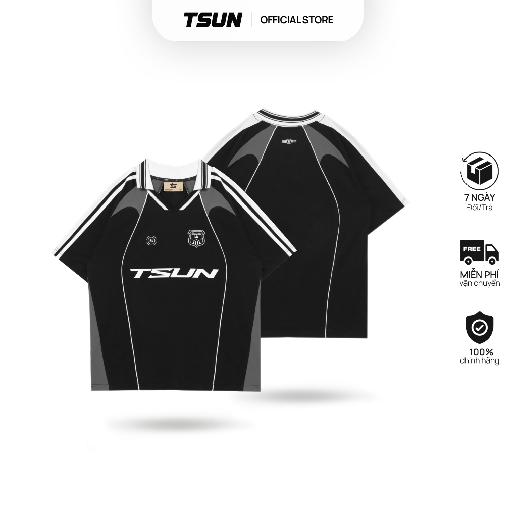 Áo Thun TSUN Jersey Tee - Đen - Thể thao - [UNISEX] - Thêu và In Logo - Nam/Nữ