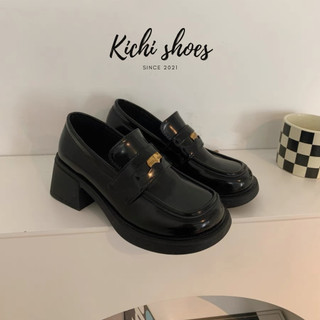 Giày Loafer da lười (CÓ SẴN) đế cao họa tiết đồng xu phong cách Thu Đông 2023 giày thanh lịch  Kichi Shoes mã K820