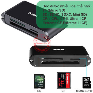 Đầu đọc thẻ nhớ USB 3.0 SD Micro SD TF CF SSK SCRM-630 -High-speed USB 3.0 multi-function memory card data reader