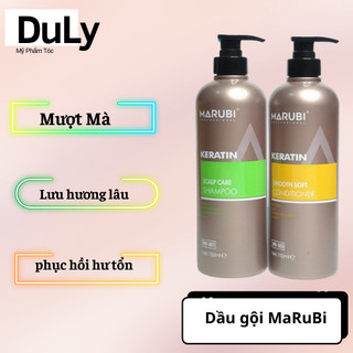 Dầu gội đầu KERATIN MARUBI cặp dầu gội xả phục hồi hư tổn giảm rụng tóc 750ml chính hãng