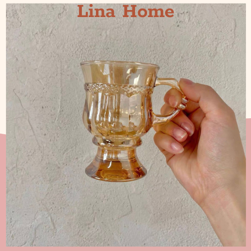 Ly thuỷ tinh Amber cốc phong cách Vintage trang trí uống cafe rẻ đẹp Linahome