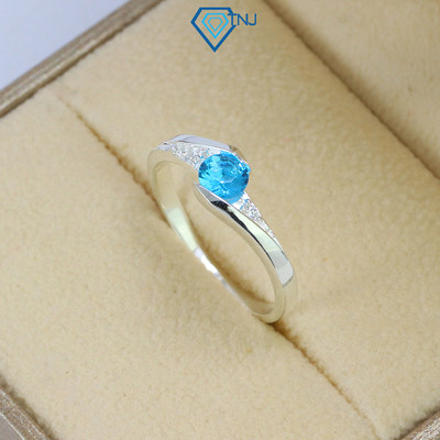Nhẫn bạc nữ TNJ đính đá xanh dương lấp lánh sang trọng, khắc tên miễn phí NN0340 - Trang Sức TNJ