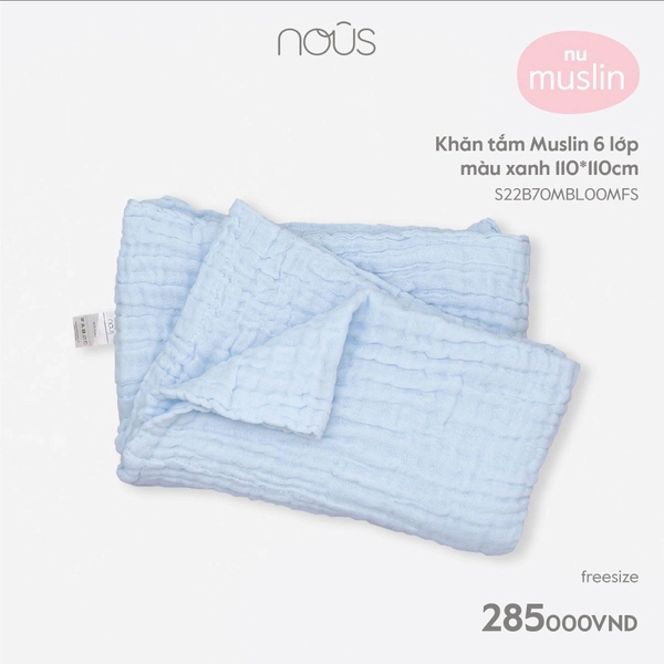 Khăn 6 Lớp Đa Năng Cho Bé Nous - Chất Liệu Nu Muslin Mềm Mại Kích Thước 110x 110cm