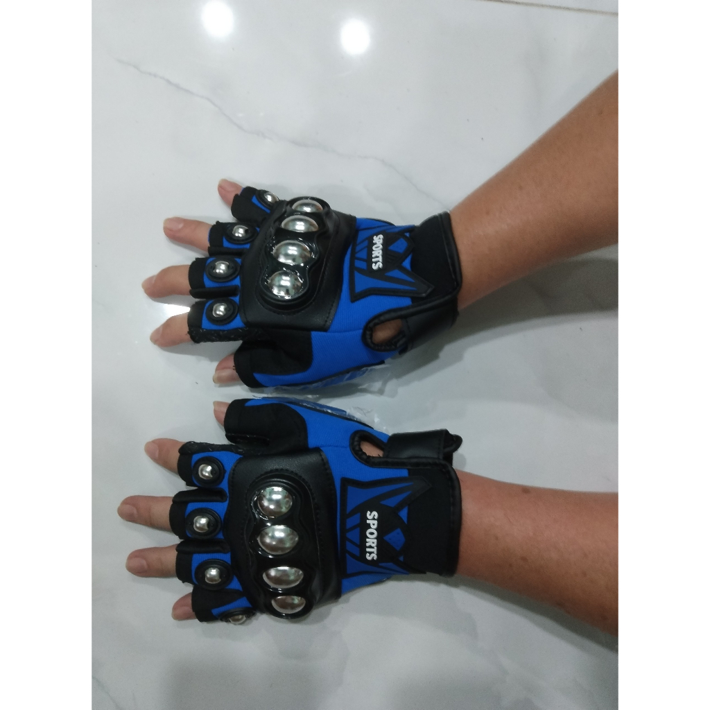 GĂNG TAY THỂ THAO RACING BIKER & SPORTS  HỞ NGÓN GÙ INOX BẢO VỆ TAY KHỎI CHẤN THƯƠNG