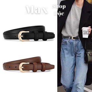 Thắt lưng nữ da đẹp dày xịn ULINE MaxshopĐộc dây nịt Bản nhỏ 1,8cm dây lưng quần áo nam mặt vàng nhỏ kiểu Hàn Quốc