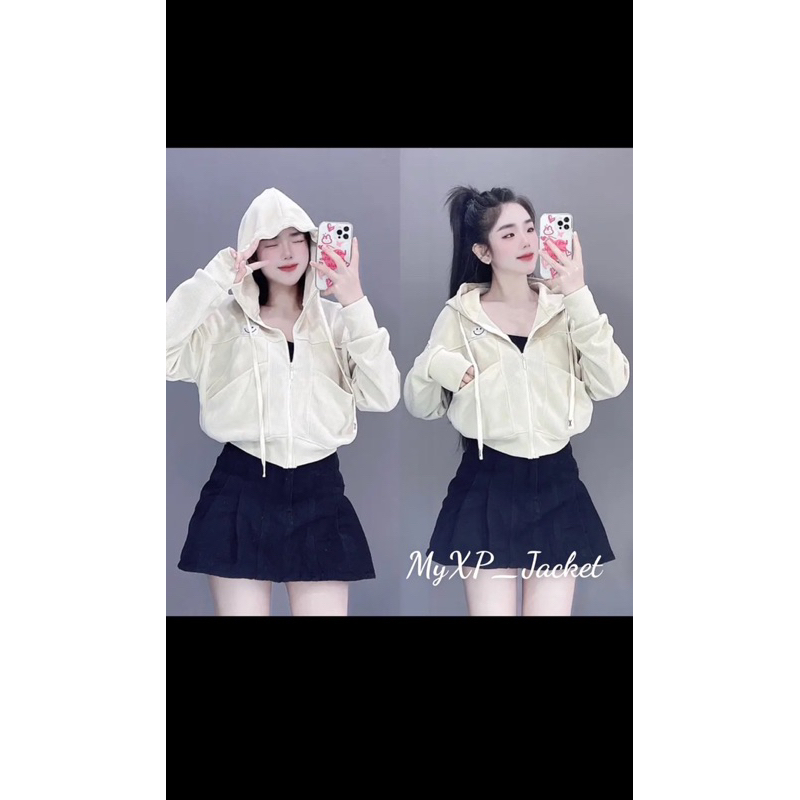 ÁO KHOÁC GÂN NHUNG TÚI ĐÔI CÓ NÓN TO