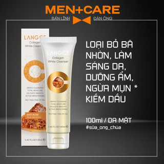 Rửa mặt collagen trắng da giữ ẩm sữa ong chúa dạng gel 100ml langce dành cho nam