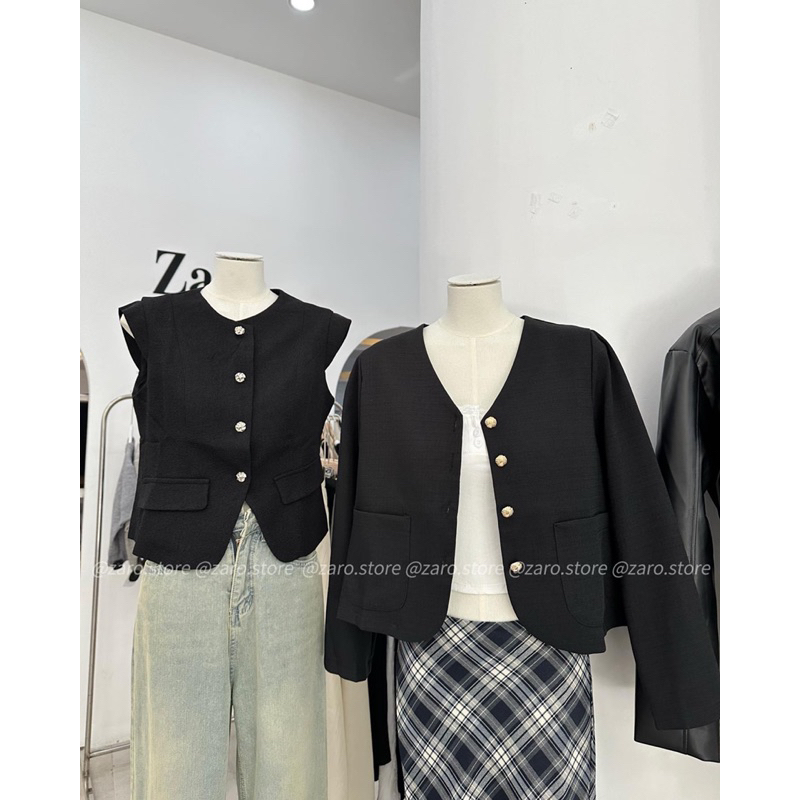 Áo khoác tweed dài tay