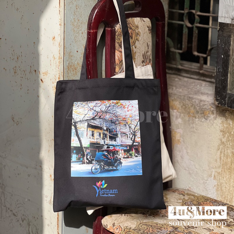 Túi vải tote khoác vai in hình Việt Nam thời trang thân thiện môi trường