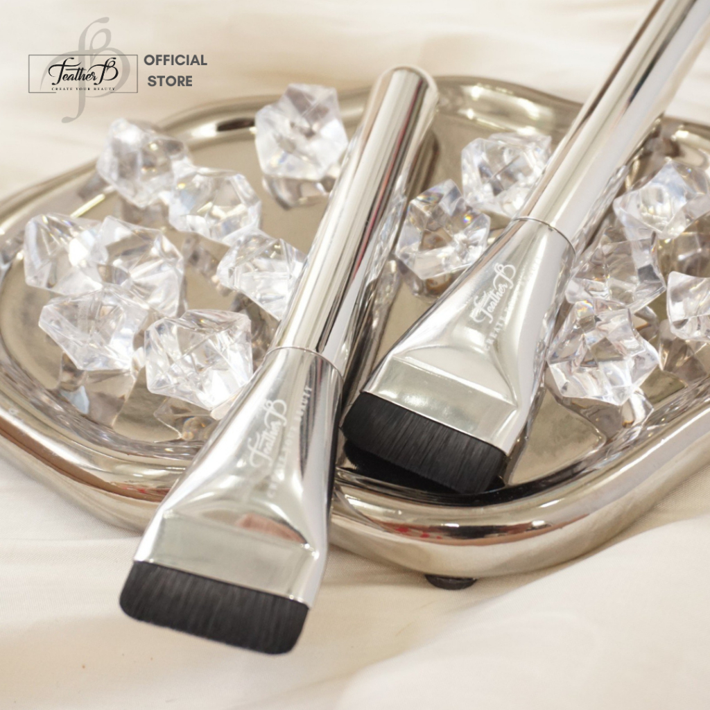 Feather B Cọ Dẹt Ngắn Dàn Nền Ánh Bạc - Cọ dàn nền - Cọ đánh nền - Cọ tán kem nền - Nền siêu mỏng - Nền lâu trôi