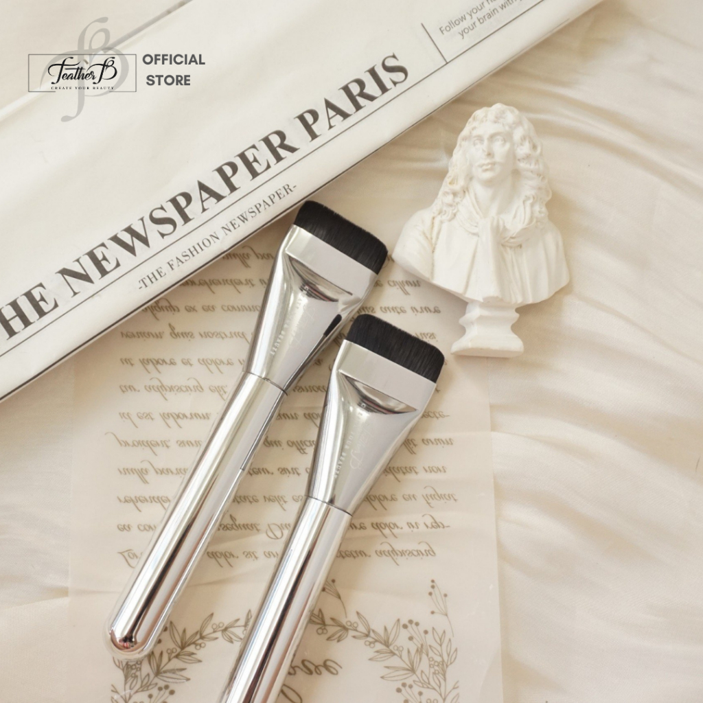 Feather B Cọ Dẹt Ngắn Dàn Nền Ánh Bạc - Cọ dàn nền - Cọ đánh nền - Cọ tán kem nền - Nền siêu mỏng - Nền lâu trôi