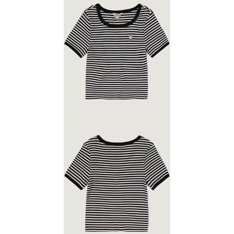 Auth Áo thun tay cộc Steve embroidery ribbed short sleeve WHRSD2525F