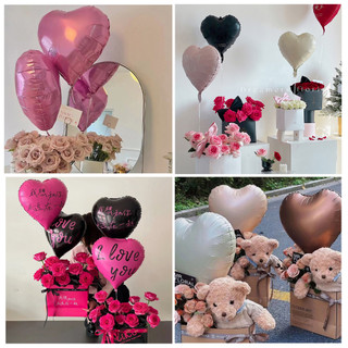 Bong bóng hình trái tim nhiều màu trang trí hoa, tiệc 18 inch