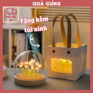 [HOẢ TỐC] Quà tặng đèn ngủ DIY hoa tulip HỒNG, TÍM kèm túi đựng tặng sinh nhật, tặng người yêu
