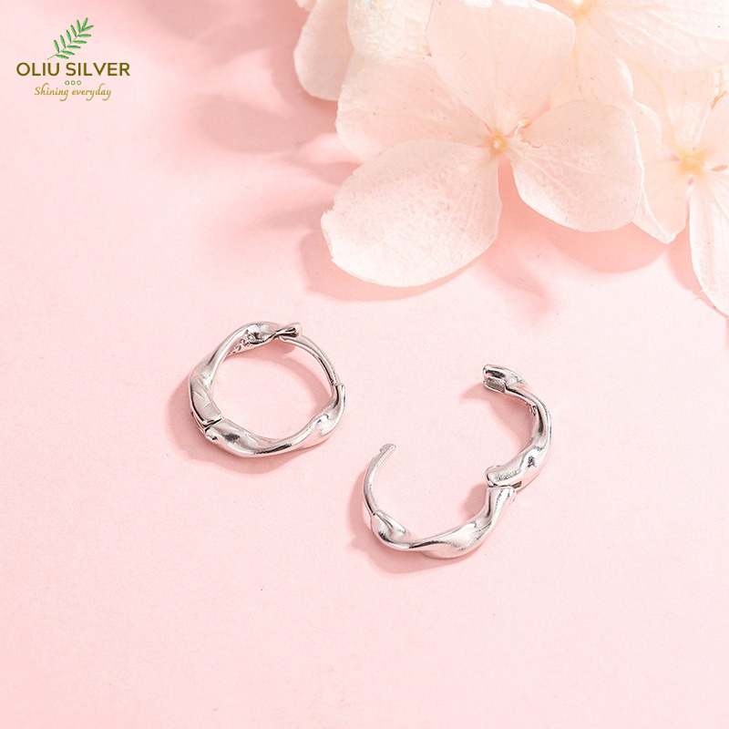 Bông Tai Bạc S925 Lượn Sóng Mini Hoop Dạng Khoen Tròn Xinh Xắn | Khuyên Tai Nữ Trang Sức Bạc Dạng Khoen Bấm