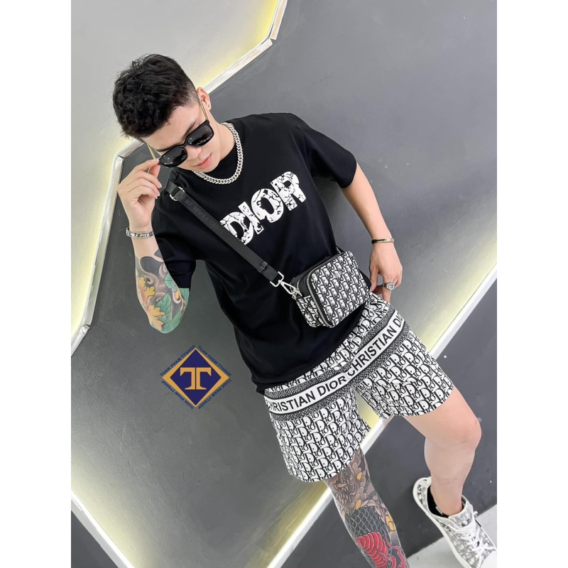 Bộ Thể Thao Nam Hè Cộc Tay Full Box- Đồ Bộ Nam Họa Tiết Dio, Guci, Balen Siêu Rẻ Chất Cotton Co Giãn Thoáng Mát