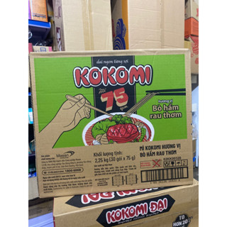 Thùng 30 Gói Mì Kokomi 75g Bò Hầm Rau Thơm/ Lẩu Bò Rau Thơm (30 gói x75g)