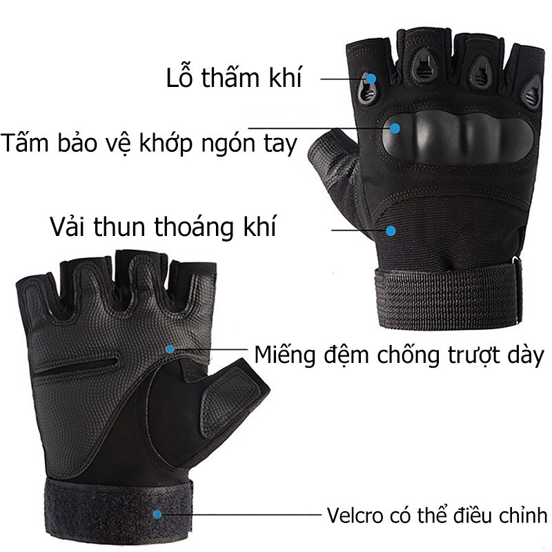 Găng Tay Xe Máy OALEY hở ngón, Tập Gym Thể Thao Loại 1