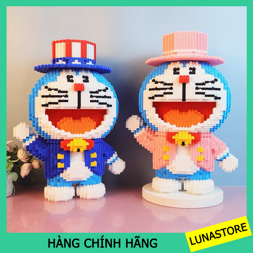 Mô hình lắp ráp  Doraemon Cosplay, Đồ chơi xếp hình Doraemon tặng kèm búa